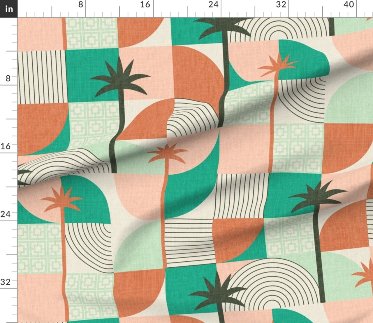 Palm Springs Geometric Retro Mod Resort Midcentury Trees Custom Printed Fabric by Spoonflower Various Fabrics by the Yard or Fat Quarter